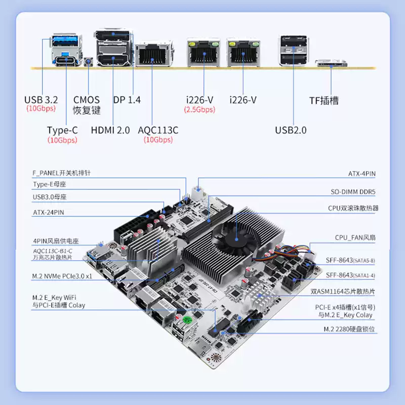 Nas Motherboard 8 Sata Mini Itx - Motherboard NAS 8-Bay dengan CPU N100