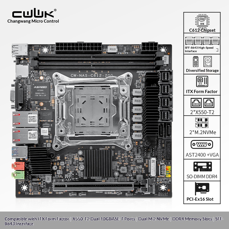 C612 LGA 2011-3 Xeon X99 Mothe - Nas Motherboard 8 Sata Mini Itx ulasan dan harga