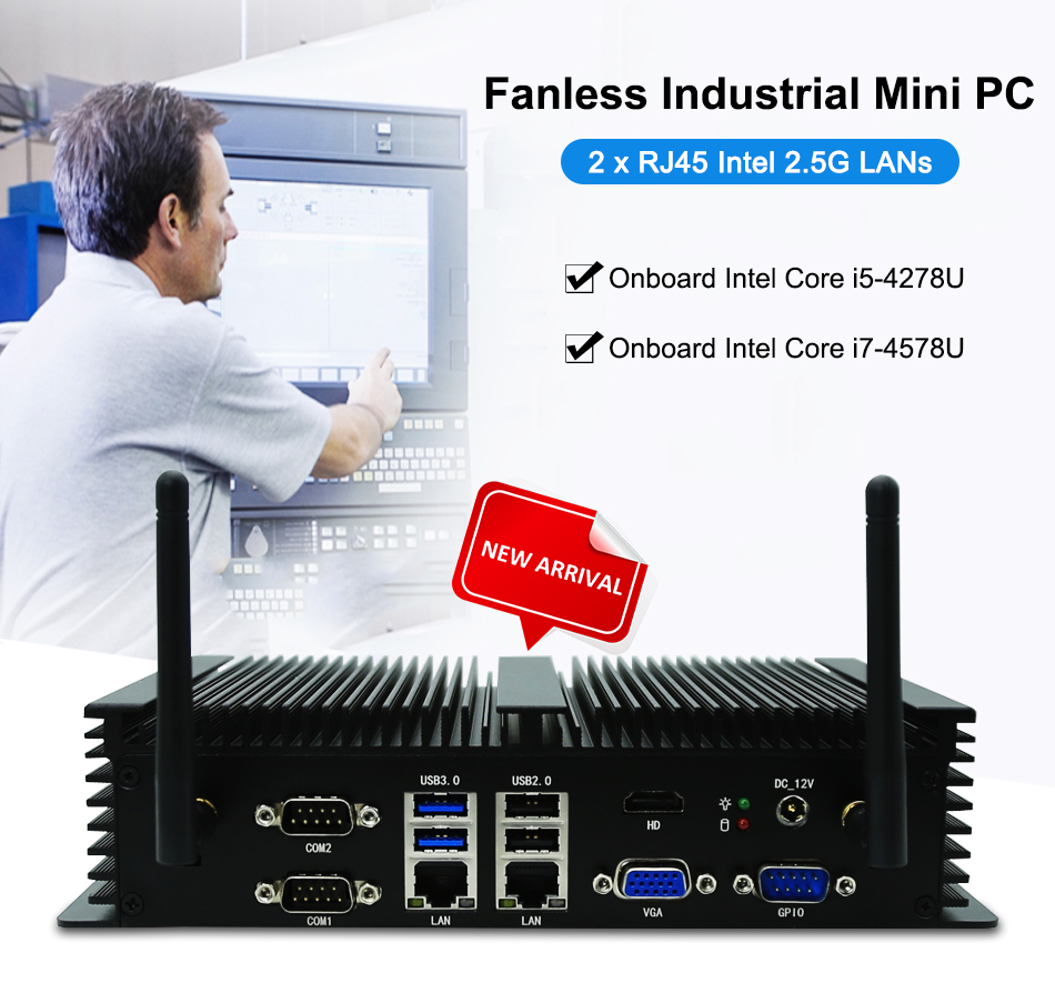 PC Embedded Tanpa Kipas Intel  - Fanless Industrial Pc Rs485 Core I7 ulasan dan harga